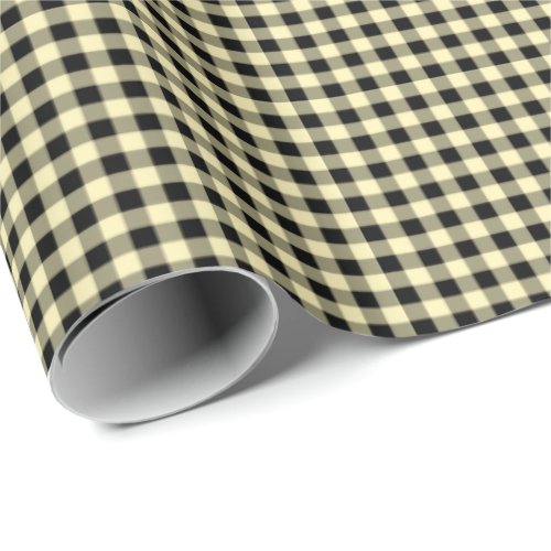 Butter Yellow  Black Gingham Wrapping Paper