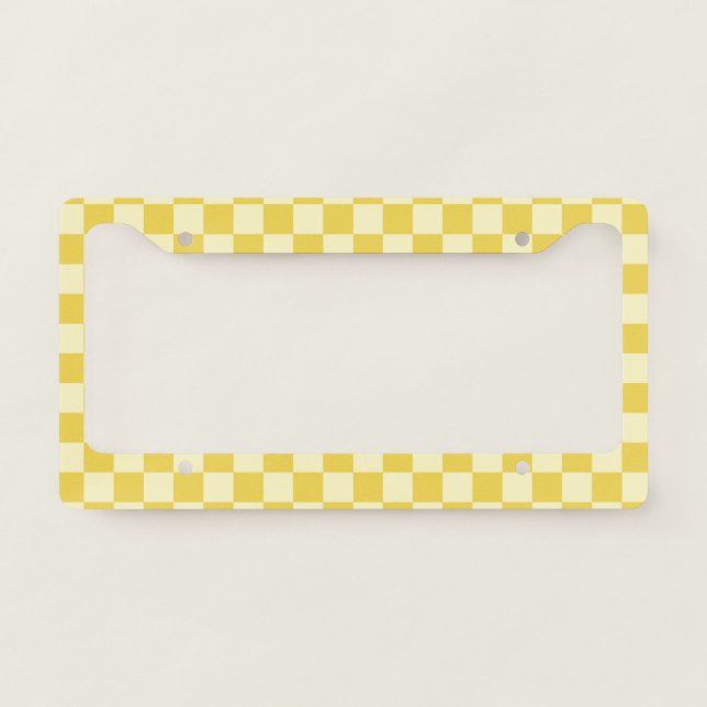 Butter Yellow Checkerboard License Plate Frame (Front)
