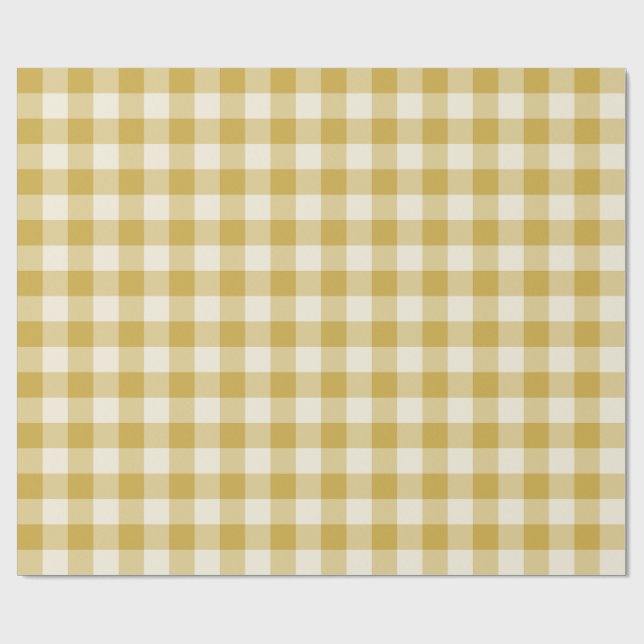 Butter Yellow Classic Checkered Gingham Wrapping Paper (Flat)