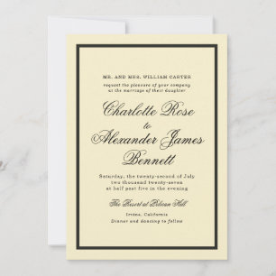 Butter Yellow Classic Script Wedding Invitation