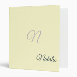 Butter yellow color monogrammed 3 Ring Binder