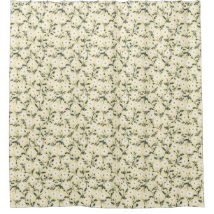 Butter Yellow Cream Modern Farmhouse Daisy Pattern Shower Curtain