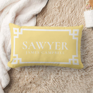 Butter Yellow Custom Name Monogram Lumbar Pillow