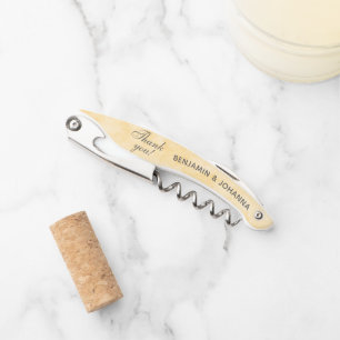 Butter Yellow Custom Wedding Thank You Favors Waiter's Corkscrew