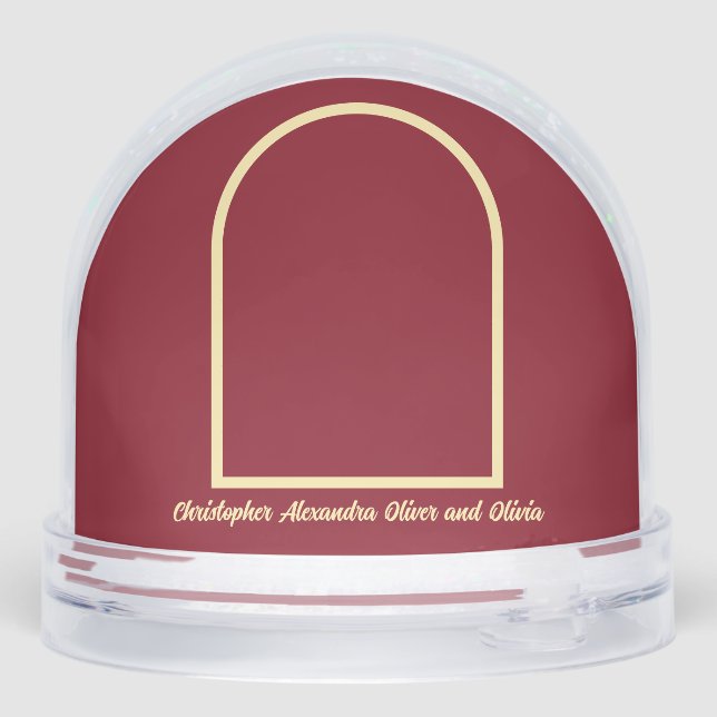 Butter Yellow Deep Red Graphic Tree Photo Yearly  Snow Globe (Back)