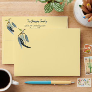 Butter Yellow Eucalyptus Watercolor Christmas Envelope