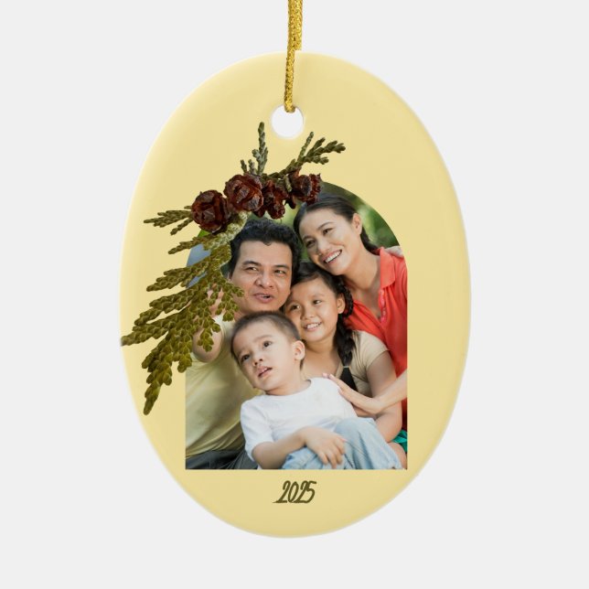 Butter Yellow Fern Photo  Ceramic Ornament (Front)