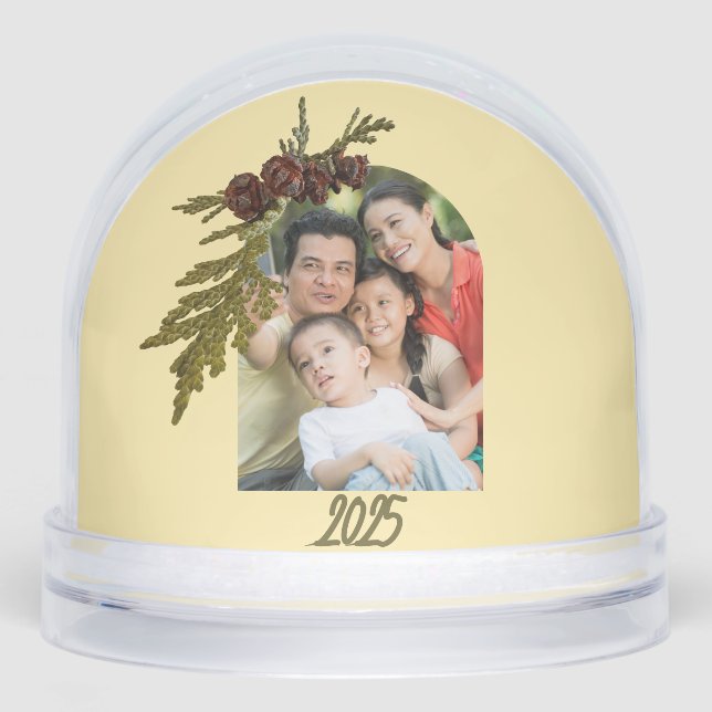 Butter Yellow Fern Photo  Snow Globe (Front)