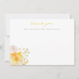 Butter Yellow Floral Bridal Shower Thank You Card