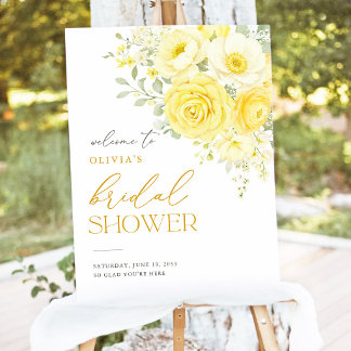Butter Yellow Floral Bridal Shower Welcome Sign