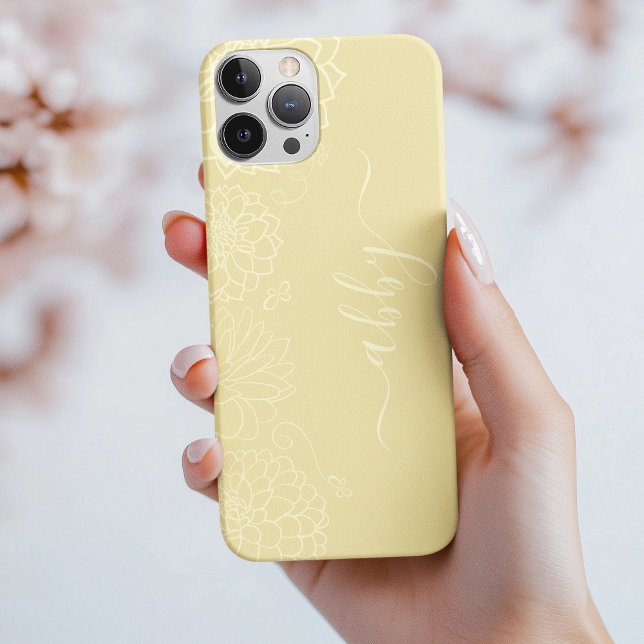 Butter Yellow Floral Script iPhone / iPad case (Creator Uploaded)
