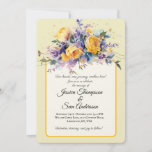 Butter Yellow Floral Watercolor Elegant Wedding  Invitation