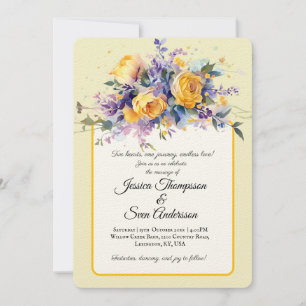 Butter Yellow Floral Watercolor Elegant Wedding Invitation