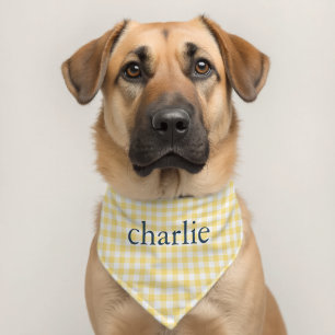 Butter Yellow Gingham Monogrammed Pet Bandana Collar