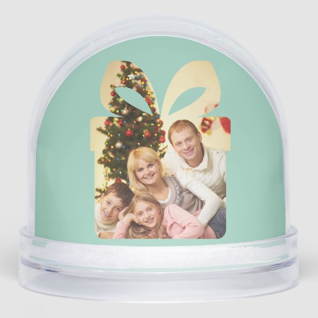 Butter yellow & Green Watercolor Christmas Tree Snow Globe (Front)