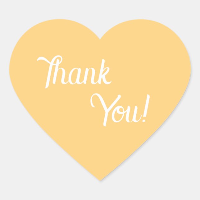 Butter Yellow  Heartshaped Thank You Stickers   (Front)