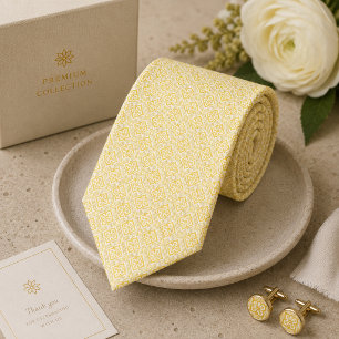 Butter Yellow Ivory Micro-Jacquard Neck Tie