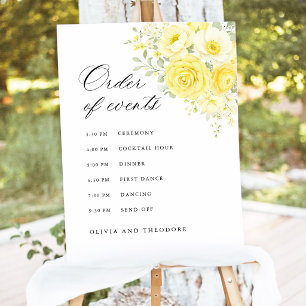 Butter Yellow Ivory Order of Events Wedding Sign