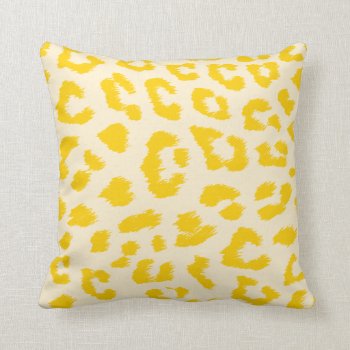 Butter Yellow Leopard Print Pillow by HoundandPartridge at Zazzle