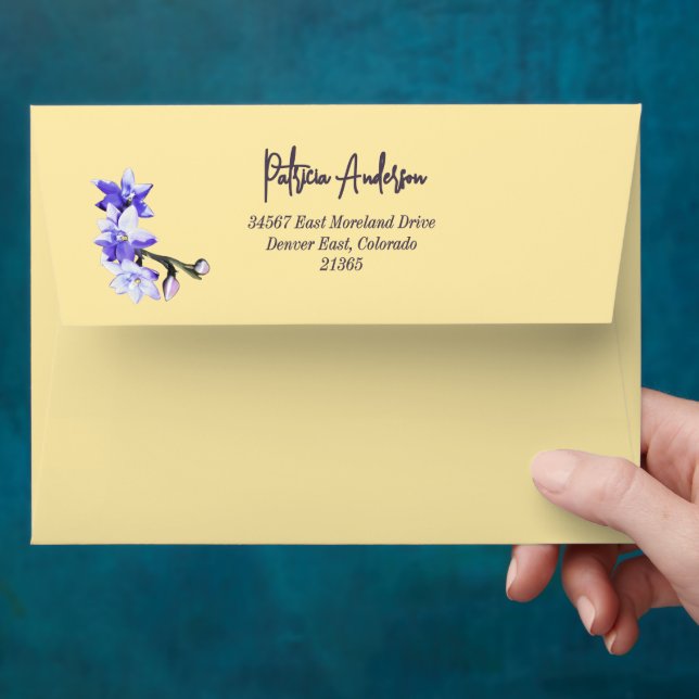 Butter Yellow & Lilac SunOrchid Birthday Envelope (Hand)