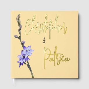 Butter Yellow & Lilac SunOrchid Photo Wedding Foil Guest Book