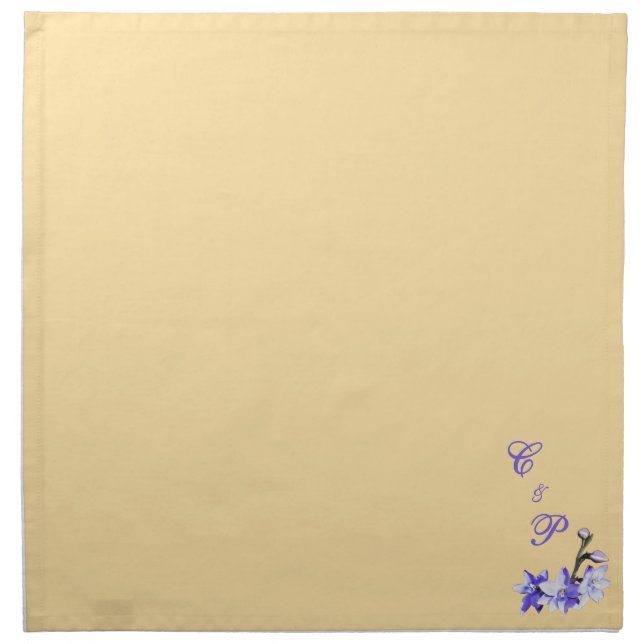 Butter Yellow & Lilac SunOrchid Wedding Cloth Napkin (Front)