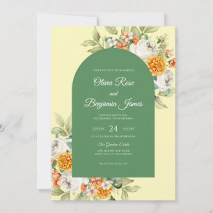 Butter Yellow Marigold Eucalyptus Wedding Invitation