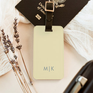 Butter Yellow Modern Monogram Luggage Tag