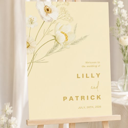 Butter yellow modern wedding welcome sign
