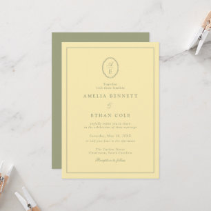 Butter Yellow Monogram Estate Wedding Invitation