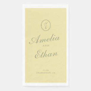 Butter Yellow Monogram Wedding Guest Towels