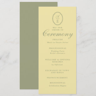 Butter Yellow Monogram Wedding Program