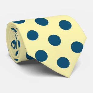 Butter Yellow Navy Polka Dot Tie