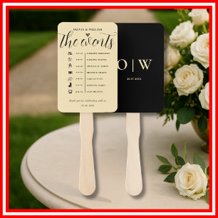 Butter Yellow Order of Events Wedding Program Hand Fan