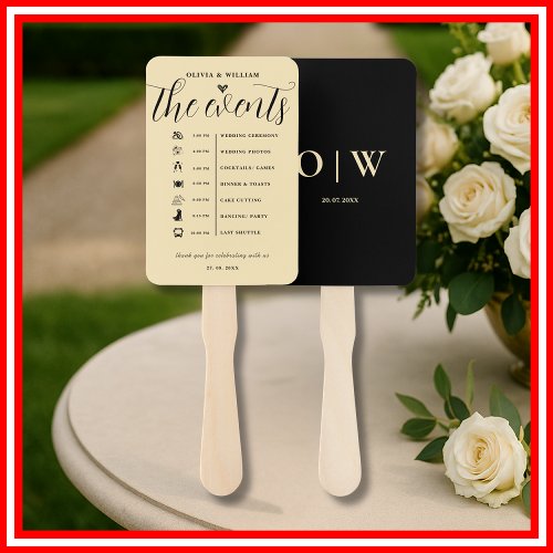 Butter Yellow Order of Events Wedding Program Hand Fan