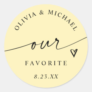Butter Yellow Our Favorite Wedding Treat Bag Classic Round Sticker
