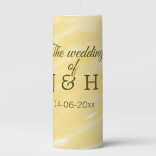 Butter yellow pastel the wedding of couple name le pillar candle