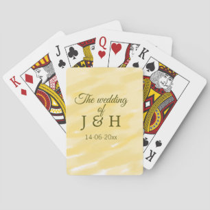 Butter yellow pastel the wedding of couple name le poker cards