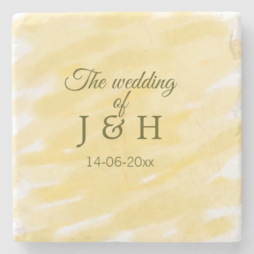 Butter yellow pastel the wedding of couple name le stone coaster