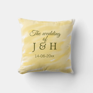 Butter yellow pastel the wedding of couple name le throw pillow