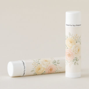 Butter Yellow Peach & Ivory Floral Wedding Favor Lip Balm