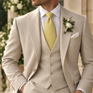 Butter Yellow & Pistachio Luxury Micro Polka Dot Neck Tie