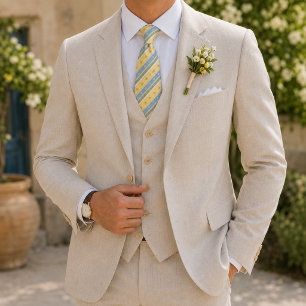 Butter Yellow Powder Blue Heritage Regimental  Neck Tie