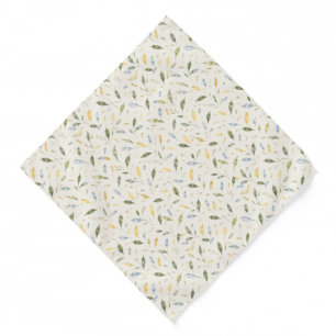 Butter Yellow Powder Blue Watercolor Botanical Bandana