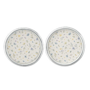 Butter Yellow & Powder Blue Watercolor Garden Cufflinks