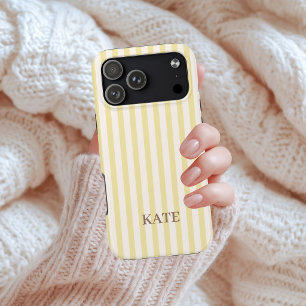 Butter Yellow Preppy Striped Nurse Lawyer Monogram iPhone 17 Pro Max Case