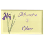 Butter Yellow &amp; Purple Iris Watercolor Wedding Place Card Holder