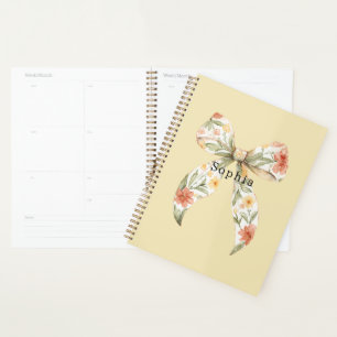 Butter Yellow Red Floral Bow Planner
