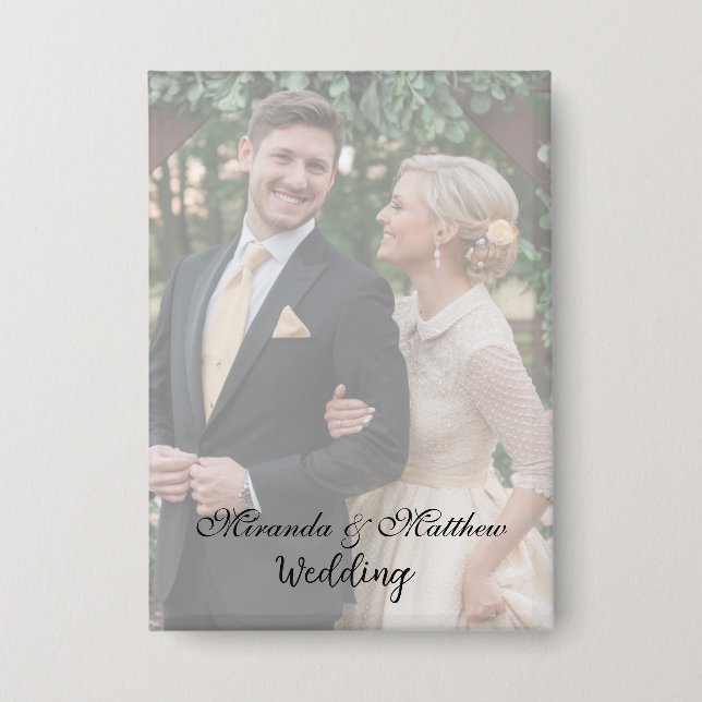 Butter-Yellow Rose Bouquet Wedding Photo Button (Front)