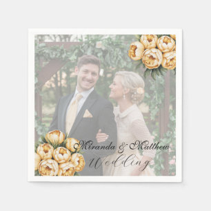Butter-Yellow Rose Bouquet Wedding Photo Napkins